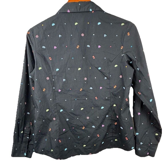 Taco Bell Shirt Women's Small Black Hot Sauce Tacos Print Button Up Long Sleeve - Picture 8 of 8